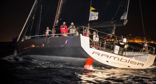 Rambler 88, arriving in Malta to claim Monohull Line Honours - 2015 Rolex Middle Sea Race ©  Rolex/ Kurt Arrigo http://www.regattanews.com